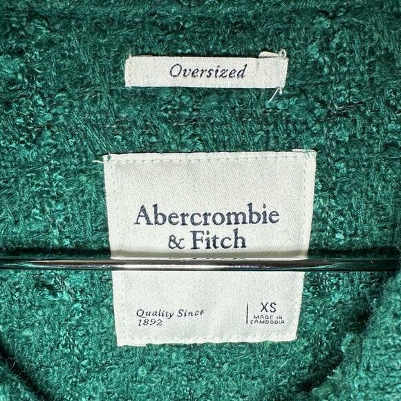 Abercrombie & Fitch Oversized Tweed Shacket Blazer Jacket Shirt Green Size XS - Picture 6 of 7